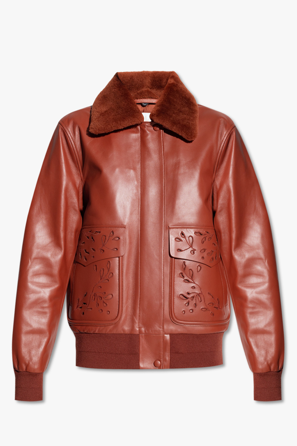 SchaferandweinerShops Canada - Юбка эксклюзив миди премиум бренд chloe  размер m - Brown Leather jacket Chloé